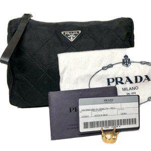 🔥SOLD🔥 Authentic PRADA Tessuto Quilted Nylon Pouch Mini Evening Bag Black